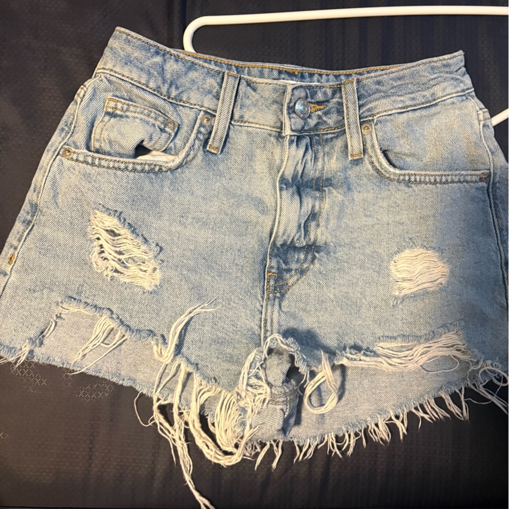 Forever 21 Light Blue Distressed Denim Jean Shorts